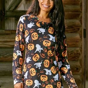 Halloween Ghosts Jack 'o Lantern Print Swing Dress